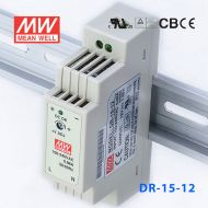 DR-15-12 15W 12V1.25A 单路输出Class II DIN导轨安装明纬开关电源