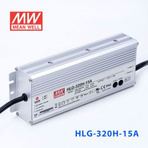 HLG-320H-15A  320W  15V 19A  强耐环境恒压+恒流PFC高效铝壳IP65防水LED电源(恒压恒流值可面板设定) 