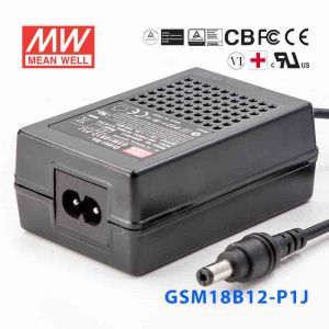 GSM18B12-P1J 18W 12V1.5A输出明纬高能效医疗型IEC320-C8插口电源适配器