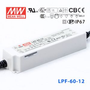 LPF-60-12  60W  12V 5A  恒压+恒流有PFC高效率塑壳IP67防水LED电源