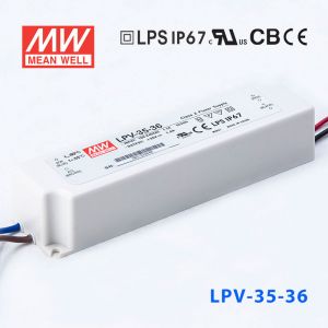 LPV-35-36    35W    36V   1A明纬牌恒压输出IP67防水塑壳LED照明电源