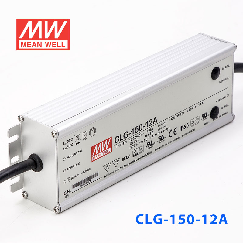 CLG-150-12A  150W  12V 11A 恒压+恒流PFC高效铝壳IP65防水LED电源(恒压恒流值可内部电位器调整) 