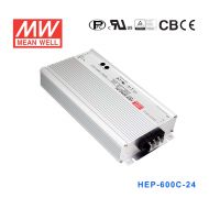 HEP-600C-24 600W 28.8V21A铝壳灌胶耐恶劣环境带PFC明纬三段式智能电瓶充电器