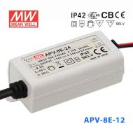 APV-8E-12  8W 12V 0.67A 明纬牌恒压输出防水塑壳LED照明电源