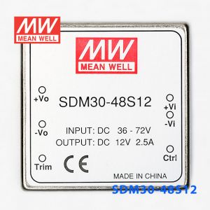 SDM30-48S12  30W  36~72V  输入  12V  稳压单路输出明纬DC-DC转换模块电源