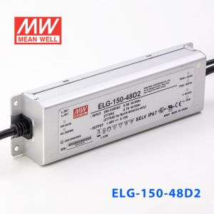 ELG-150-48D2   150W 48V 3.13A D2型(智能调光/铝壳IP67/100～305Vac输入)明纬PFC防水LED电源