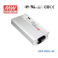 HEP-600C-48 600W 57.6V10.5A 铝壳灌胶耐恶劣环境带PFC明纬三段式智能电瓶充电器