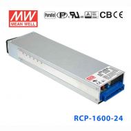 RCP-1600-24 1600W 24V 单组输出1U低外型机架安装前置式明纬电源