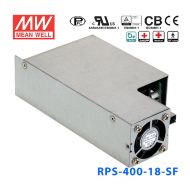 RPS-400-18-SF 400W 18V 22.3A  单路输出PFC微漏电流低空载损耗侧置风扇机壳型医用明纬开关电源