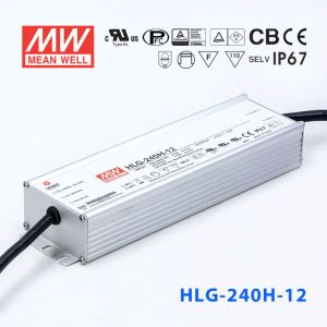 HLG-240H-12  192W  12V 16A 强耐环境恒压+恒流PFC高效铝壳IP67防水LED电源(引线接线) 