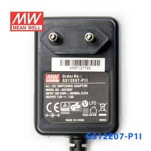 GS12E07-P1I 12W 7.5V1.6A 输出绿色能源明纬墙插电源适配器(欧式插头) 