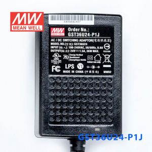 GST36U24-P1J 36W 24V1.5A高效能低空载损耗绿色节能美规适配器