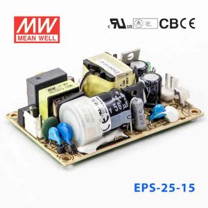 EPS-25-15 25W 15V1.7A 单路输出裸板高效低空载损耗明纬开关电源