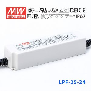 LPF-25-24  25W  24V 1.05A  恒压+恒流有PFC高效率塑壳IP67防水LED电源