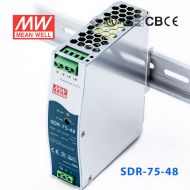 SDR-75-48 75W 48V4.6A高效率高功率因素单路输出DIN导轨安装明纬开关电源