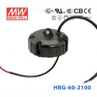 HBG-60-2100   60W  宽范围输入 19~29V2100mA恒流输出 工矿灯用防水铝壳明纬LED电源(机壳型)