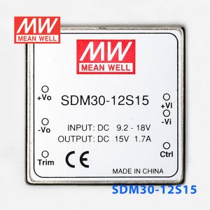 SDM30-12S15  30W  9~18V  输入 15V  稳压单路输出明纬DC-DC转换模块电源