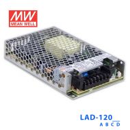 LAD-120B明纬27.6V/3.4A/1A输出121.4W内置电池充电/UPS功能经济型安控消防电源