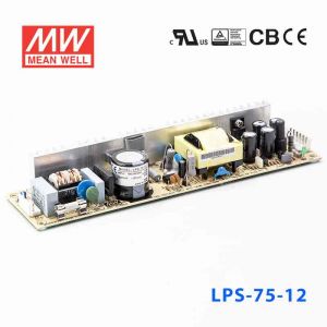 LPS-75-12  75W  12V 6.2A  单路输出无外壳窄条PCB板明纬开关电源