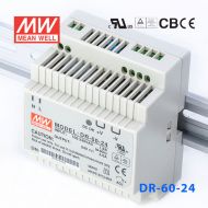 DR-60-24 60W 24V2.5A 单路输出Class II DIN导轨安装明纬开关电源