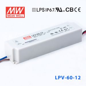 LPV-60-12    60W   12V   5A明纬牌恒压输出IP67防水塑壳LED照明电源