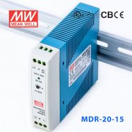 MDR-20-15 20W 15V1.34A 单输出低空载损耗DIN导轨型明纬电源