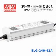 ELG-240-42A 240W 42V 5.71A   A型(电流可调/铝壳IP65/100～305Vac输入)明纬PFC防水LED电源