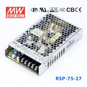 RSP-75-27 75W 27V2.8A单路输出低厚度带功率因素校正CCC认证明纬开关电源