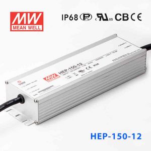 HEP-150-12A 150W 12V 12.5A无风扇全密封IP65防护输出电压/电流可调高效率明纬电源