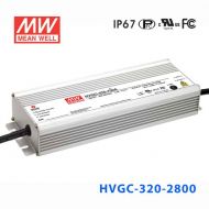 HVGC-320-2800B 320W 2800mA 118Vac   输入强耐环境PFC高效铝壳IP67防水LED恒流电源(控制线三合一调光)