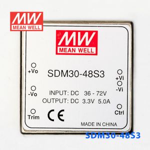 SDM30-48S3  30W  36~72V  输入  3.3V  稳压单路输出明纬DC-DC转换模块电源