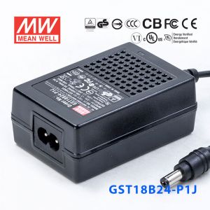 GST18B24-P1J  18W 24V0.75A高效能低空载损耗绿色节能桌上型适配器