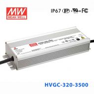 HVGC-320-3500A 320W 3500mA 94Vac 输入强耐环境PFC高效铝壳IP65防水LED恒流电源(恒流值可面板设定)