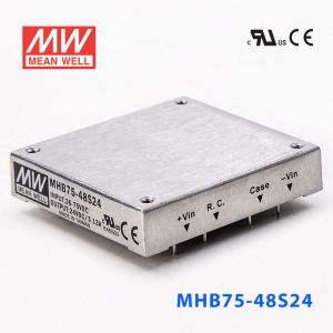 MHB75-48S24 75W 36~75V 输入 24V3.13A稳压单路输出明纬DC-DC转换模块电源 