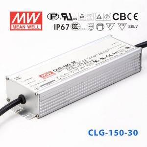 CLG-150-30  150W  30V 5A 恒压+恒流PFC高效铝壳IP67防水LED电源(引线接线) 