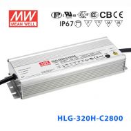 HLG-320H-C2800A 320W 宽范围输入 57~114V 2800mA  强耐环境高压恒流输出PFC高效铝壳IP65防水LED电源