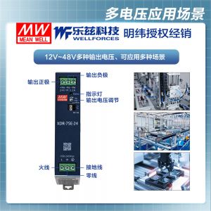 明纬75W导轨电源XDR-75E-48经济超薄AC-DC工业国际安规48V 1.6A输出