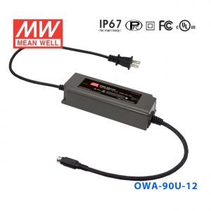OWA-90U-12  90W  12V 7.5A 明纬塑壳防潮外置型LED电源适配器(美规插头)