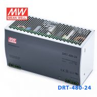 DRT-480-24 480W 24V20A 输出带PFC功能三相输入DIN导轨安装明纬电源