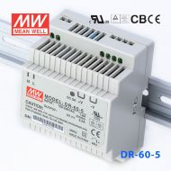 DR-60-5 60W 5V6.5A 单路输出Class II DIN导轨安装明纬开关电源