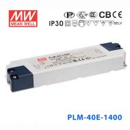 PLM-40E-1400 40W 15~29V 1400mA 输出 IP30防水塑壳PFC压线端子接线LED恒流电源