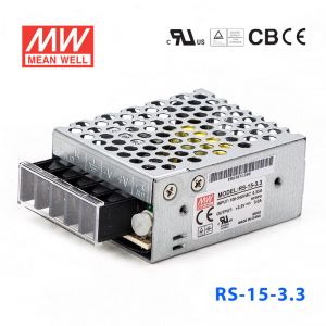 RS-15-3.3 15W 3.3V3A 单路输出明纬开关电源(G3系列-高性能内置有外壳) 