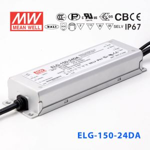 ELG-150-24DA  150W  24V 6.25A  DA型(Dali调光/铝壳IP67/100～305Vac输入)明纬PFC防水LED电源