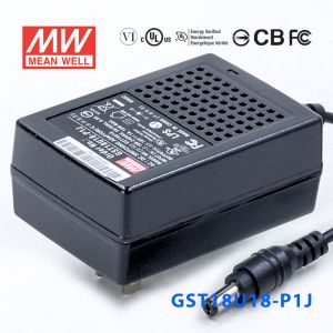 GST18U18-P1J 18W 18V1.0A高效能低空载损耗绿色节能美规适配器