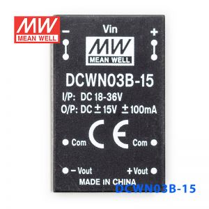 DCWN03B-15  3W 18~36V 转 ±15V 0.1A 非稳压双路输出DC-DC模块电源