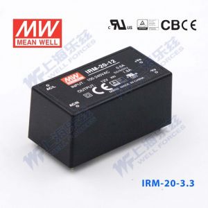 IRM-20-3.3  15W  3.3V 4.5A 单路输出高能效裸板型明纬开关电源