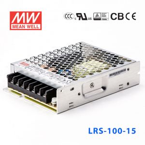 LRS-100-15 105W 15V7A单路输出超薄型低空载损耗明纬开关电源