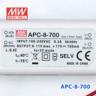 APC-8-700 8W   6-11V  700mA 明纬牌恒流输出防水塑壳LED照明电源