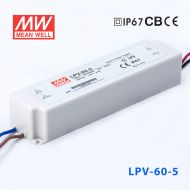 LPV-60-5   60W    5V    8A明纬牌恒压输出IP67防水塑壳LED照明电源