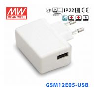 GSM12E05-USB台湾明纬12W 80~264V输入 5V2.4A输出医疗型适配器